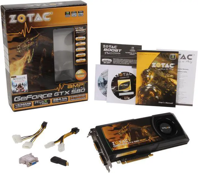 Alt view image 6 of 6 - ZOTAC AMP! GeForce GTX 580 (Fermi) 1536MB GDDR5 PCI Express 2.0 x16 SLI Support Graphics Card ZT-50106-10P