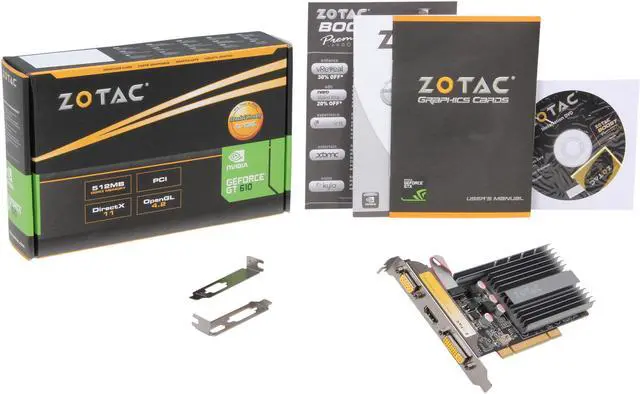 Alt view image 5 of 5 - ZOTAC GeForce GT 610 512MB DDR3 PCI Low Profile Ready Graphics Card ZT-60604-10L