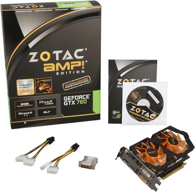 Alt view image 6 of 6 - ZOTAC AMP! SUPERCLOCKED ZT-70402-10P G-SYNC Support GeForce GTX 760 2GB 256-Bit GDDR5 PCI Express 3.0 HDCP Ready SLI Support Video Card