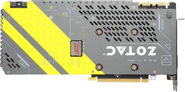 Alt view image 4 of 6 - ZOTAC GeForce GTX 1080 AMP! Edition, ZT-P10800C-10P, 8GB GDDR5X IceStorm Cooling, Metal Wraparound Carbon ExoArmor Exterior, Ultra-wide 100mm Fans, Spectra Lighting, PowerBoost, FREEZE Fan Stop