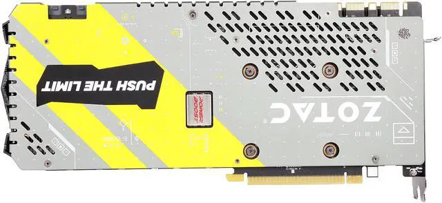 Alt view image 4 of 6 - ZOTAC GeForce GTX 1080 AMP! Extreme, ZT-P10800B-10P, 8GB GDDR5X IceStorm Cooling, Metal Wraparound Carbon ExoArmor exterior, Dual-blade EKO Fan, Spectra Lighting, PowerBoost, FREEZE fan stop