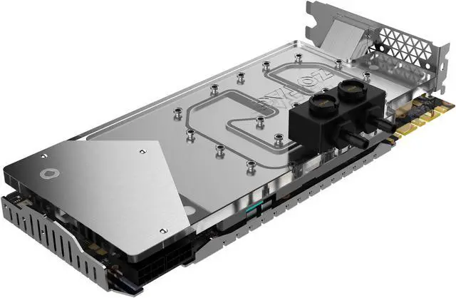 Alt view image 4 of 8 - ZOTAC GeForce GTX 1080 ArcticStorm, ZT-P10800F-30P, 8GB GDDR5X ArcticStorm Liquid Cooling Waterblock, Spectra Lighting, Metal Wraparound Backplate, Direct Copper Contact, PowerBoost, G1/4 Threads
