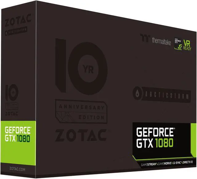 Alt view image 8 of 8 - ZOTAC GeForce GTX 1080 Arcticstorm Thermaltake, ZT-P10800G-30P, 8GB GDDR5X Liquid Cooling Waterblock, Metal Wraparound backplate, Direct Copper Contact, Spectra Lighting, PowerBoost