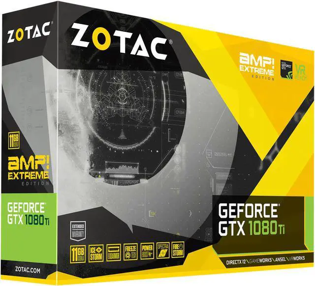 Alt view image 8 of 8 - ZOTAC GeForce GTX 1080 Ti AMP Extreme 11GB GDDR5X 352-bit Gaming Graphics Card VR Ready 16+2 Power Phase Freeze Fan Stop IceStorm Cooling Spectra Lighting ZT-P10810C-10P