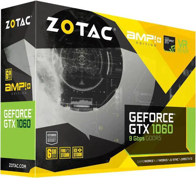Alt view image 8 of 8 - ZOTAC GeForce GTX 1060 AMP+ Edition 6GB 9Gbps GDDR5 192-bit PCIe 3.0 Gaming Graphics Card VR Ready (ZT-P10600G-10M)