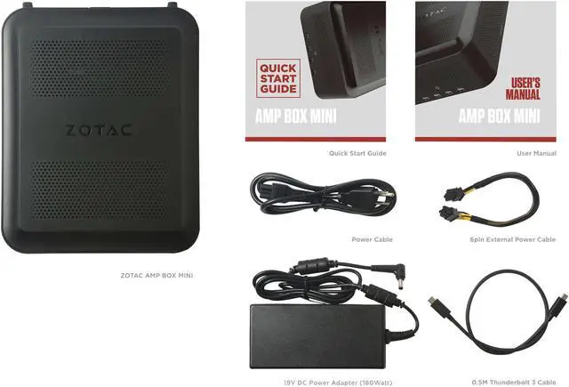 Alt view image 9 of 11 - ZOTAC AMP BOX MINI PCIe to Thunderbolt 3 Compact External Enclosure Supports PCIe Device Up to 200mm/ 7.87" Length and 150W Power (ZT-TBT3M-180-BB-US)