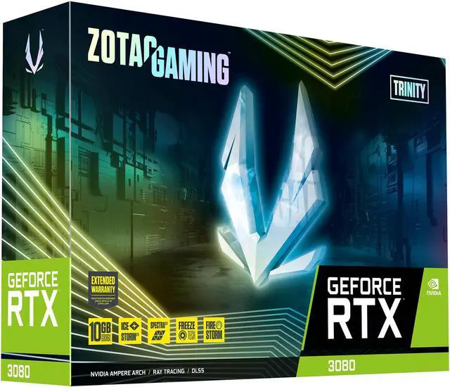 Alt view image 10 of 10 - ZOTAC GAMING GeForce RTX 3080 Trinity 10GB GDDR6X 320-bit 19 Gbps PCIE 4.0 Gaming Graphics Card, IceStorm 2.0 Advanced Cooling, SPECTRA 2.0 RGB Lighting, ZT-A30800D-10P
