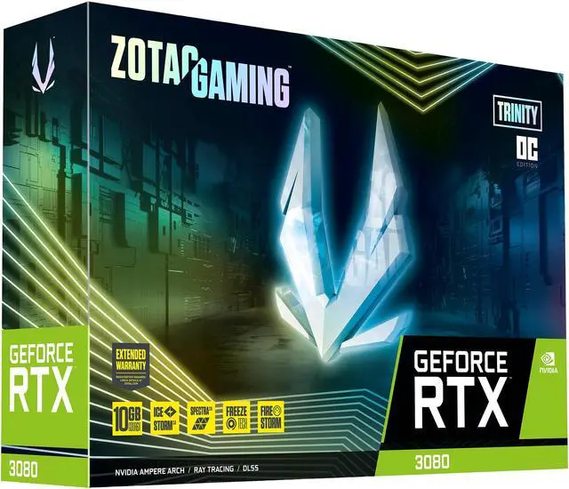 Alt view image 10 of 10 - ZOTAC GAMING GeForce RTX 3080 Trinity OC 10GB GDDR6X 320-bit 19 Gbps PCIE 4.0 Gaming Graphics Card, IceStorm 2.0 Advanced Cooling, SPECTRA 2.0 RGB Lighting, ZT-A30800J-10P
