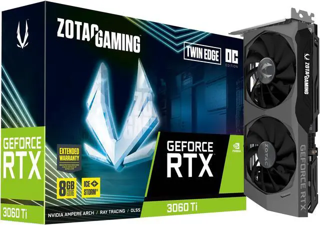 Alt view image 8 of 9 - ZOTAC GAMING GeForce RTX 3060 Ti Twin Edge OC 8GB GDDR6 256-bit 14 Gbps PCIE 4.0 Gaming Graphics Card, IceStorm 2.0 Advanced Cooling, Active Fan Control, FREEZE Fan Stop ZT-A30610H-10M