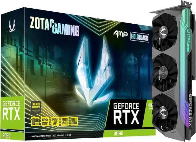 Alt view image 9 of 10 - ZOTAC GAMING GeForce RTX 3080 AMP Holo 10GB GDDR6X 320-bit 19 Gbps PCIE 4.0 Gaming Graphics Card, HoloBlack, IceStorm 2.0 Advanced Cooling, SPECTRA 2.0 RGB Lighting, ZT-A30800F-10P