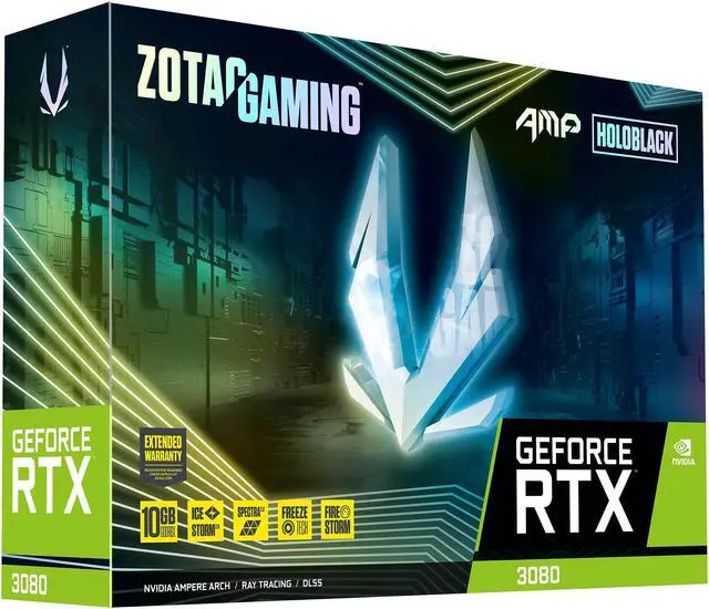 Alt view image 10 of 10 - ZOTAC GAMING GeForce RTX 3080 AMP Holo 10GB GDDR6X 320-bit 19 Gbps PCIE 4.0 Gaming Graphics Card, HoloBlack, IceStorm 2.0 Advanced Cooling, SPECTRA 2.0 RGB Lighting, ZT-A30800F-10P