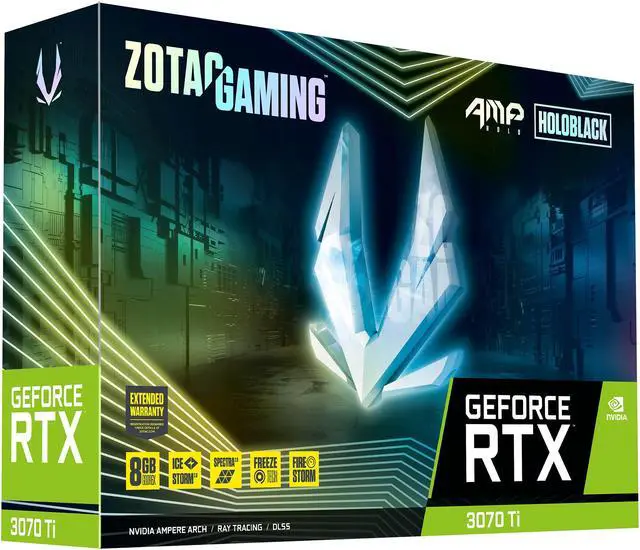 Alt view image 10 of 10 - ZOTAC GAMING GeForce RTX 3070 Ti AMP Holo 8GB GDDR6X 256-bit 19 Gbps PCIE 4.0 Gaming Graphics Card, HoloBlack, IceStorm 2.0 Advanced Cooling, SPECTRA 2.0 RGB Lighting, ZT-A30710F-10P
