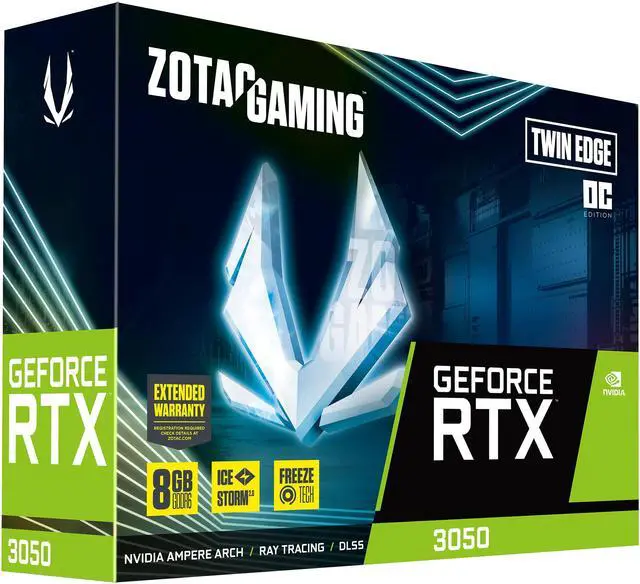 Alt view image 8 of 10 - ZOTAC GAMING GeForce RTX 3050 Twin Edge OC 8GB GDDR6 128-bit 14 Gbps PCIE 4.0 Gaming Graphics Card, IceStorm 2.0 Advanced Cooling, FREEZE Fan Stop, Active Fan Control, ZT-A30500H-10M