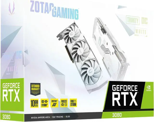 Alt view image 10 of 10 - ZOTAC GAMING GeForce RTX 3080 Trinity OC White Edition LHR 10GB GDDR6X PCI Express 4.0 ATX Video Card ZT-A30800K-10PLHR