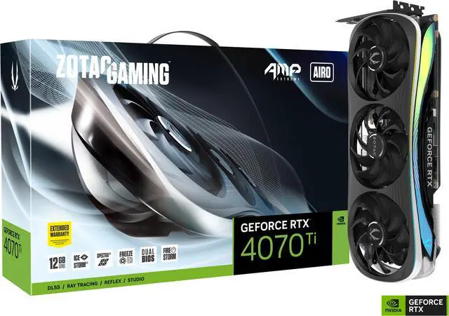 Alt view image 9 of 9 - ZOTAC GAMING GeForce RTX 4070 Ti AMP Extreme AIRO DLSS 3 12GB GDDR6X 192-bit 21 Gbps PCIE 4.0 Gaming Graphics Card, IceStorm 2.0 Advanced Cooling, SPECTRA 2.0 RGB Lighting, ZT-D40710B-10P