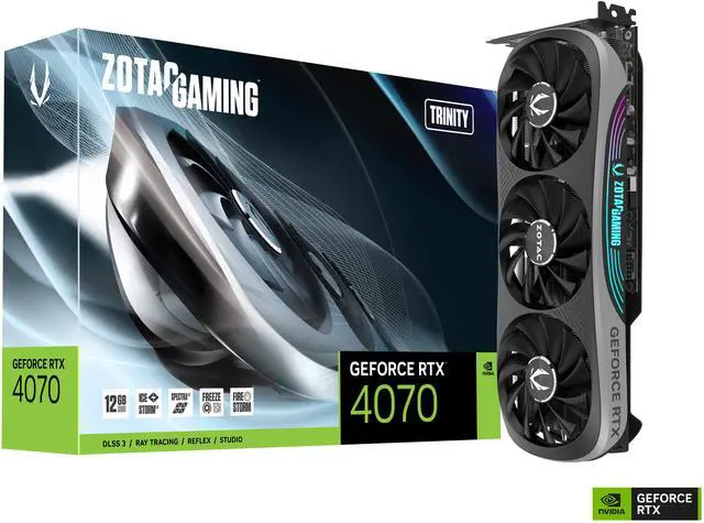 Alt view image 9 of 9 - ZOTAC GAMING GeForce RTX 4070 Trinity DLSS 3 12GB GDDR6X 192-bit 21 Gbps PCIE 4.0 Gaming Graphics Card, IceStorm 2.0 Advanced Cooling, SPECTRA 2.0 RGB Lighting, ZT-D40700D-10P