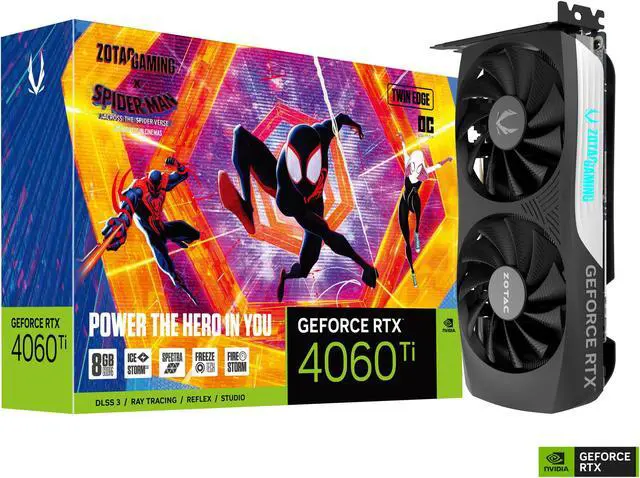 Alt view image 11 of 12 - ZOTAC GAMING GeForce RTX 4060 Ti 8GB Twin Edge OC Spider-Man: Across the Spider-Verse Inspired Graphics Card Bundle, ZT-D40610H-10SMP