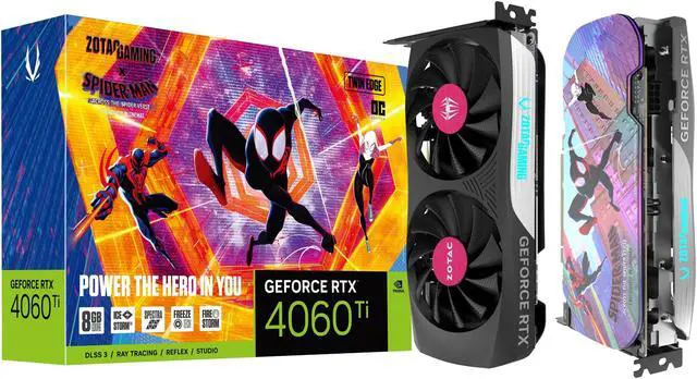 Alt view image 10 of 12 - ZOTAC GAMING GeForce RTX 4060 Ti 8GB Twin Edge OC Spider-Man: Across the Spider-Verse Inspired Graphics Card Bundle, ZT-D40610H-10SMP