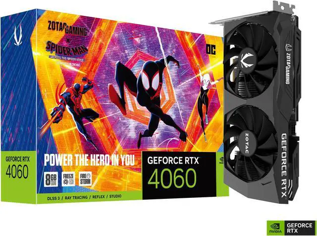 Alt view image 10 of 11 - ZOTAC GAMING GeForce RTX 4060 8GB OC Spider-Man: Across the Spider-Verse Inspired Graphics Card Bundle, ZT-D40600P-10SMP