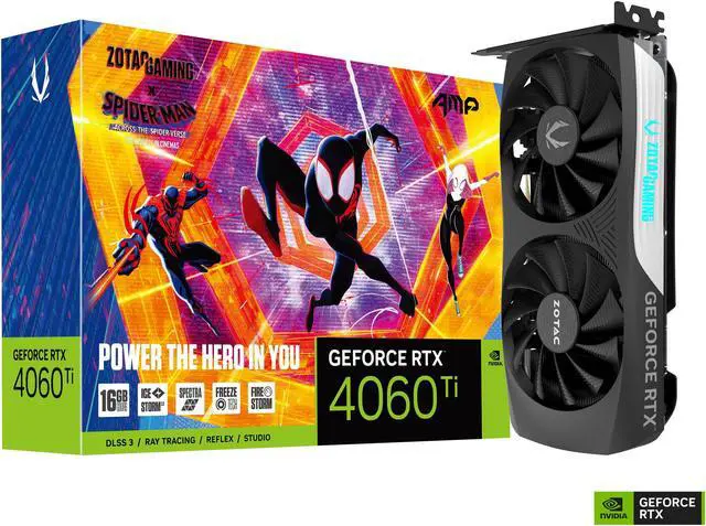 Alt view image 10 of 12 - ZOTAC GAMING GeForce RTX 4060 Ti 16GB AMP Spider-Man: Across the Spider-Verse Inspired Graphics Card Bundle, ZT-D40620F-10SMP