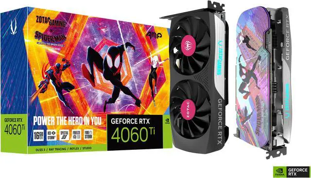 Alt view image 11 of 12 - ZOTAC GAMING GeForce RTX 4060 Ti 16GB AMP Spider-Man: Across the Spider-Verse Inspired Graphics Card Bundle, ZT-D40620F-10SMP