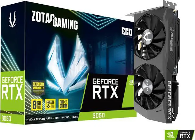 Alt view image 8 of 8 - ZOTAC GAMING GeForce RTX 3050 ECO Edition 8GB GDDR6 128-bit 14 Gbps PCIE 4.0 Gaming Graphics Card, Active Fan Control, FREEZE Fan Stop, ZT-A30500K-10M
