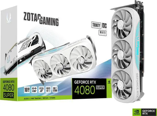 Alt view image 9 of 9 - ZOTAC GAMING GeForce RTX 4080 SUPER Trinity OC White Edition DLSS 3 16GB GDDR6X 256-bit 23 Gbps PCIE 4.0 Gaming Graphics Card, IceStorm 2.0 Advanced Cooling, SPECTRA RGB Lighting, ZT-D40820Q-10P