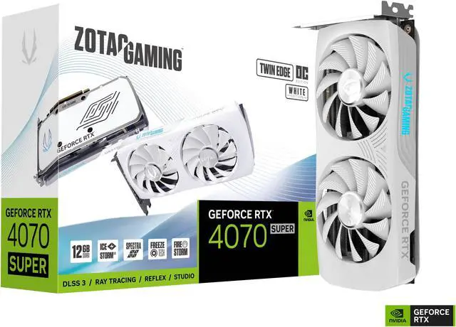 Alt view image 9 of 9 - ZOTAC GAMING GeForce RTX 4070 SUPER Twin Edge OC White DLSS 3 12GB GDDR6X 192-bit 21 Gbps PCIE 4.0 Compact Gaming Graphics Card, IceStorm 2.0 Advanced Cooling, SPECTRA RGB Lighting, ZT-D40720Q-10M