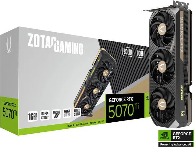 Alt view image 7 of 8 - ZOTAC SOLID CORE GeForce RTX 5070 Ti 16GB 256-Bit GDDR7 PCI Express 5.0 x16 Graphics Card ZT-B50710D2-10P