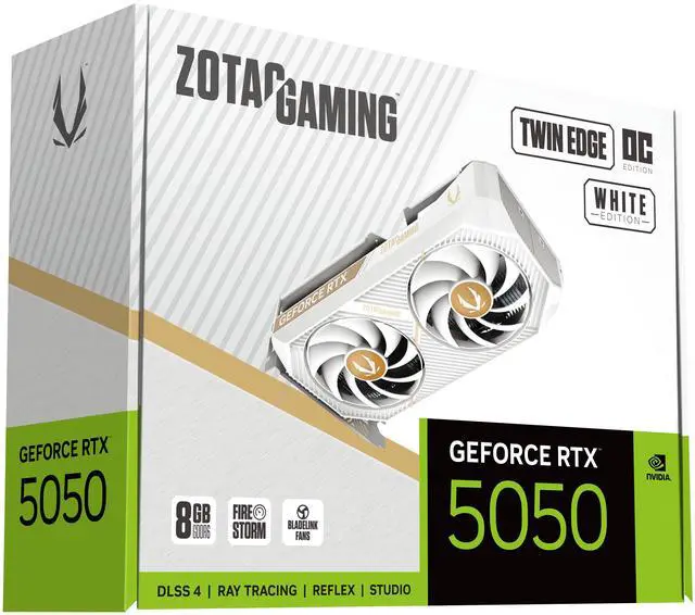 Alt view image 8 of 8 - ZOTAC Twin Edge OC White Edition GeForce RTX 5050 8GB GDDR6 PCI Express 5.0 x8 ATX Graphics Card GeForce RTX 5050 Twin Edge OC White ZT-B50500Q-10M