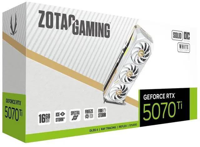 Alt view image 7 of 8 - ZOTAC SOLID CORE OC White Edition GeForce RTX 5070 Ti 16GB GDDR7 PCI Express 5.0 x16 ATX Graphics Card RTX 5070 Ti SOLID CORE White Edition