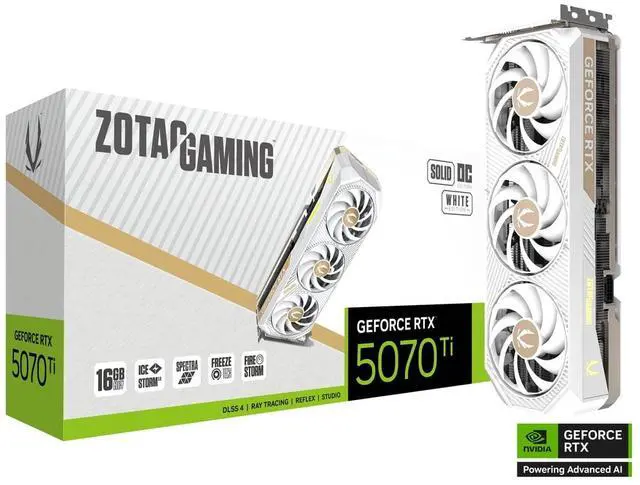 Alt view image 8 of 8 - ZOTAC SOLID CORE OC White Edition GeForce RTX 5070 Ti 16GB GDDR7 PCI Express 5.0 x16 ATX Graphics Card RTX 5070 Ti SOLID CORE White Edition