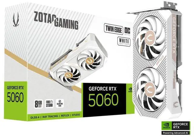 Alt view image 8 of 8 - ZOTAC Twin Edge OC White Edition GeForce RTX 5060 8GB GDDR7 PCI Express 5.0 x8 Graphics Card RTX 5060 Twin Edge OC White Edition