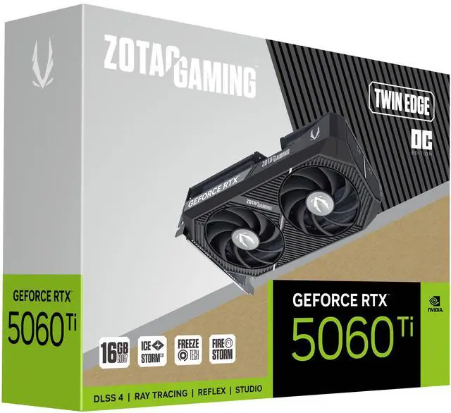 Alt view image 8 of 8 - ZOTAC Twin Edge OC GeForce RTX 5060 Ti 16GB GDDR7 PCI Express 5.0 x8 ATX Video Card ZT-B50620H-10A