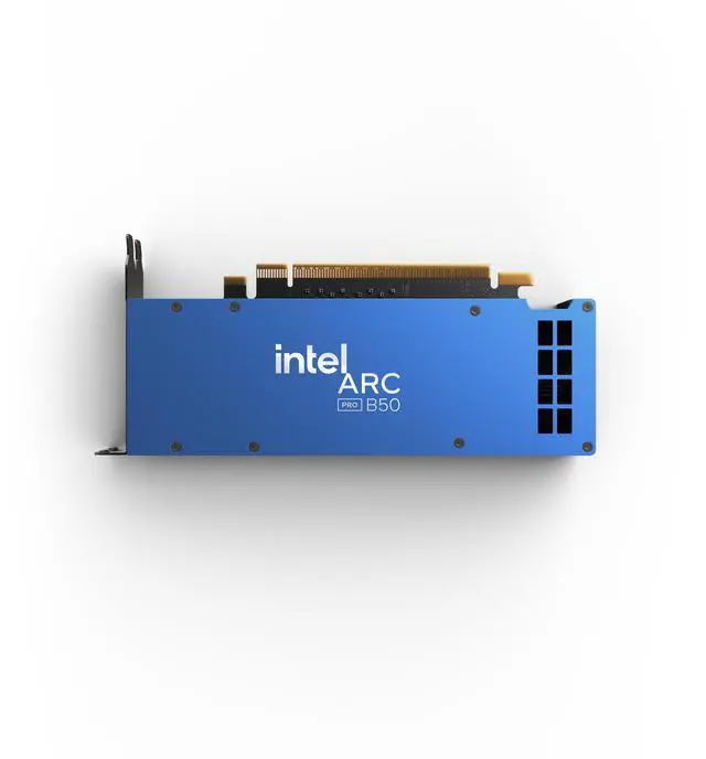 Alt view image 3 of 13 - Intel Arc Pro B50 16GB 128-bit GDDR6 PCI Express 5.0 x8 AI and RT Workstation SFF Graphics Card
