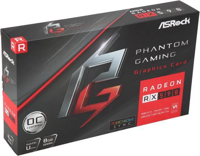 Alt view image 10 of 10 - ASRock Phantom Gaming U Radeon RX 590 8GB GDDR5 PCI Express 3.0 x16 CrossFireX Support Graphics Card RX 590 8G OC