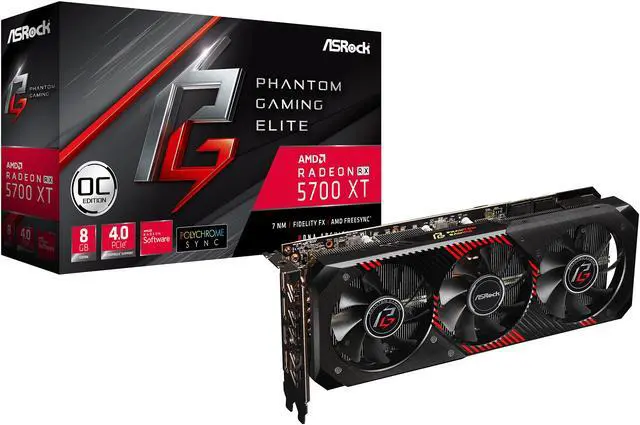 Alt view image 6 of 6 - ASRock Phantom Gaming Elite Radeon RX 5700 XT 8GB GDDR6 PCI Express 4.0 x16 Video Card RX5700XT PG E