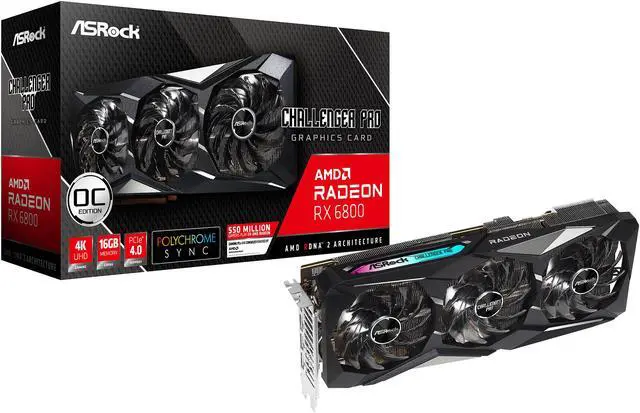 Alt view image 10 of 10 - ASRock Radeon RX 6800 Challenger Pro Gaming Graphics Card with 16GB GDDR6, AMD RDNA 2 (RX6800 CLP 16GO)