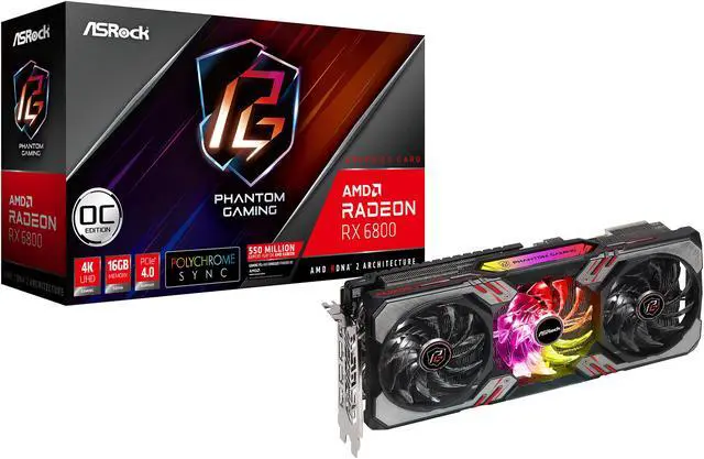 Alt view image 12 of 12 - ASRock Radeon RX 6800 Phantom Gaming D Gaming Graphics Card with 16GB GDDR6, AMD RDNA 2 (RX6800 PGD 16GO)