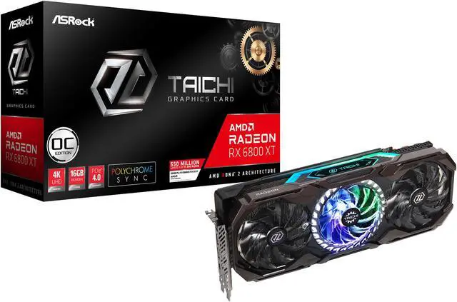 Alt view image 12 of 12 - ASRock Radeon RX 6800 XT Taichi Gaming Graphics Card with 16GB GDDR6, AMD RDNA 2 (RX6800XT TCX 16GO)