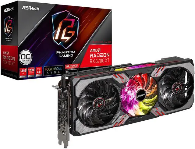 Alt view image 8 of 8 - ASRock Radeon RX 6700 XT Phantom Gaming D Graphic Card, 12GB GDDR6 VRAM, AMD RDNA2 (RX6700XT PGD 12GO)