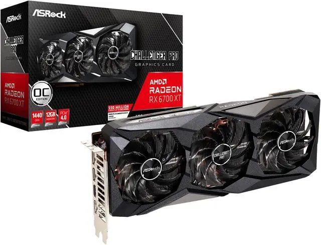 Alt view image 8 of 8 - ASRock Radeon RX 6700 XT Challenger Pro Gaming Graphic Card, 12GB GDDR6 VRAM, AMD RDNA2 (RX6700XT CLP 12GO)
