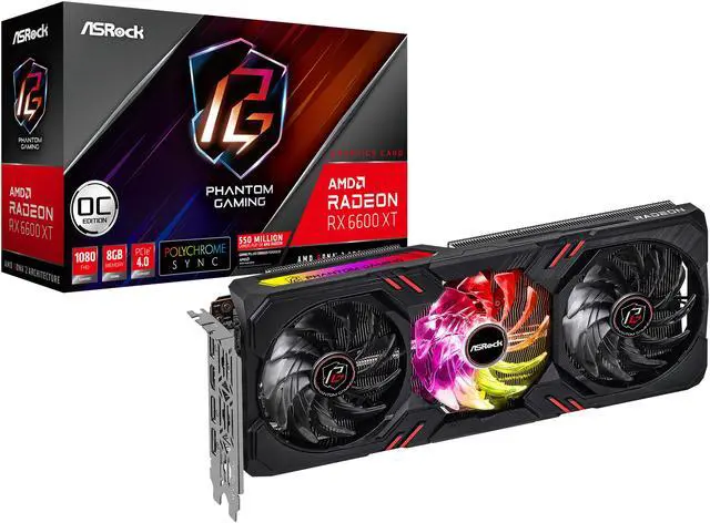 Alt view image 10 of 10 - ASRock Phantom Gaming D Radeon RX 6600 XT 8GB GDDR6 PCI Express 4.0 Graphics Card RX6600XT PGD 8GO