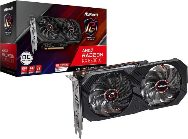 Alt view image 9 of 9 - ASRock Phantom Gaming D Radeon RX 6500 XT 4GB GDDR6 PCI Express 4.0 Graphics Card RX6500XT PGD 4GO