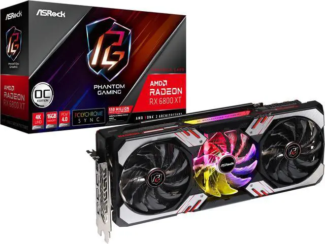 Alt view image 6 of 6 - ASRock Phantom Gaming Radeon RX 6800 XT 16GB GDDR6 PCI Express 4.0 Graphics Card RX6800XT PG 16GO