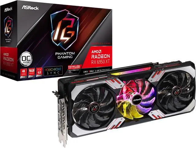 Alt view image 6 of 6 - ASRock Phantom Gaming Radeon RX 6950 XT 16GB GDDR6 PCI Express 4.0 Graphics Card RX6950XT PG 16GO