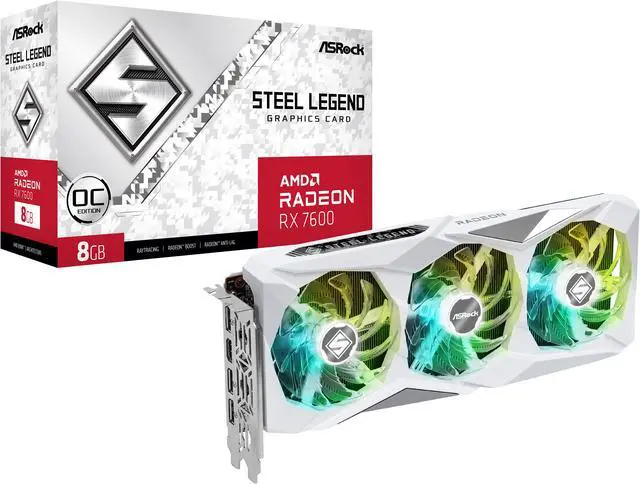 Alt view image 8 of 8 - ASRock Steel Legend Radeon RX 7600 8GB GDDR6 PCI Express 4.0 x8 ATX Graphics Card RX7600 SL 8GO
