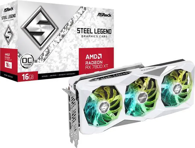 Alt view image 10 of 10 - ASRock STEEL LEGEND Radeon RX 7800 XT 16GB GDDR6 PCI Express 4.0 x16 ATX Graphics Card RX7800XT SL 16GO
