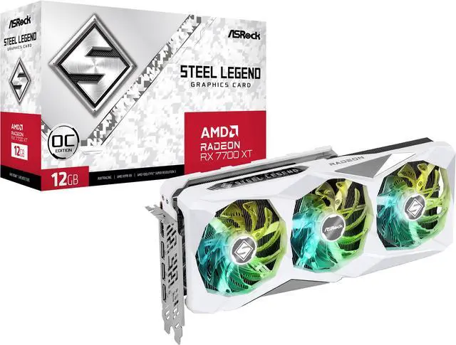 Alt view image 10 of 10 - ASRock STEEL LEGEND Radeon RX 7700 XT 12GB GDDR6 PCI Express 4.0 x16 ATX Graphics Card RX7700XT SL 12GO