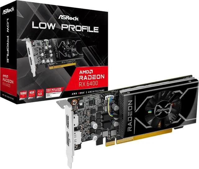 Alt view image 6 of 6 - ASRock Low Profile Radeon RX 6400 4GB GDDR6 PCI Express 4.0 ITX Graphics Card RX6400 LP 4G